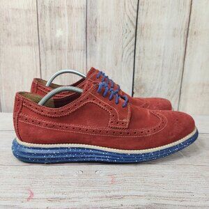 Cole Haan Lunargrand Wingtip Mens Size 11 Oxfords 4th Of July Burnt Red Suede
